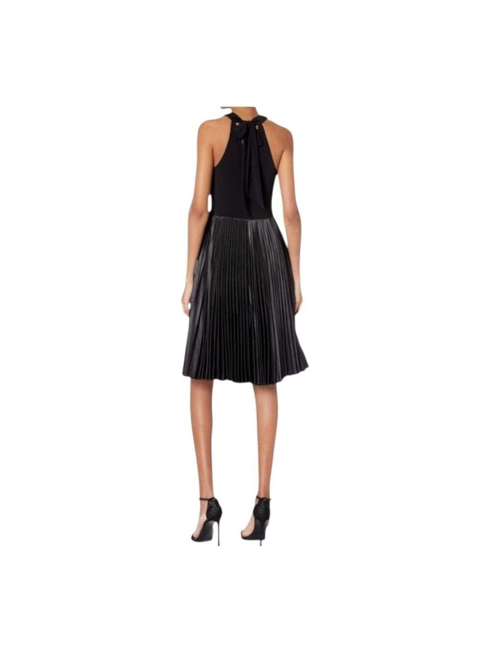Halston Heritage Dress Size 14 Black Pleated - Picture 2 of 5